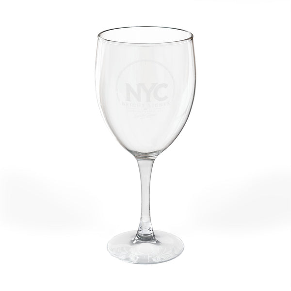 Bright Lights NYC Engraved Wine Glass