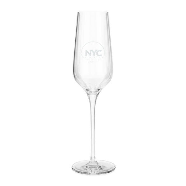 Bright Lights NYC Etched Champagne Flute